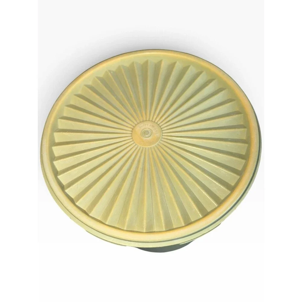 Vtg Tupperware Servalier Nesting Canister Set 1970s Retro Avocado Green Sunburst